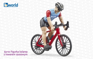63110 BRUDER Figurka kolarza z rowerem szosowym