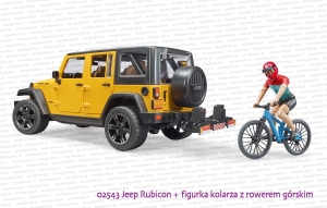 02543 BRUDER Jeep Wrangler Rubicon z figurką kolarza i rowerem górskim