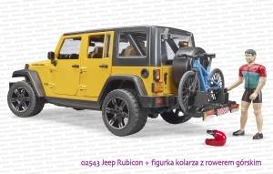 02543 BRUDER Jeep Wrangler Rubicon z figurką kolarza i rowerem górskim