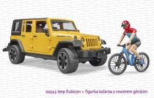 02543 BRUDER Jeep Wrangler Rubicon z figurką kolarza i rowerem górskim