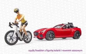 03485 BRUDER Samochód typu roadster z figurką kolarki i rowerem szosowym