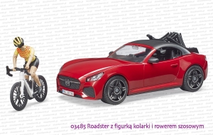 03485 BRUDER Samochód typu roadster z figurką kolarki i rowerem szosowym