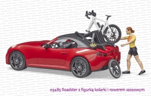 03485 BRUDER Samochód typu roadster z figurką kolarki i rowerem szosowym