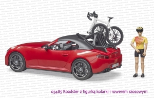 03485 BRUDER Samochód typu roadster z figurką kolarki i rowerem szosowym