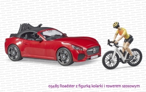 03485 BRUDER Samochód typu roadster z figurką kolarki i rowerem szosowym