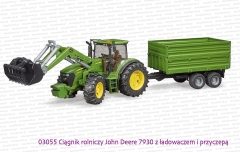 03055 BRUDER Ciągnik rolniczy John Deere 7930 z ładowaczem i przyczepą