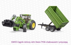 03055 BRUDER Ciągnik rolniczy John Deere 7930 z ładowaczem i przyczepą