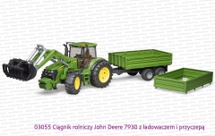03055 BRUDER Ciągnik rolniczy John Deere 7930 z ładowaczem i przyczepą ze zdejmowaną nadstawką