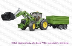 03055 BRUDER Ciągnik rolniczy John Deere 7930 z ładowaczem i przyczepą