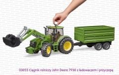 03055 BRUDER Ciągnik rolniczy John Deere 7930 z ładowaczem i przyczepą - sposób skręcania kołami