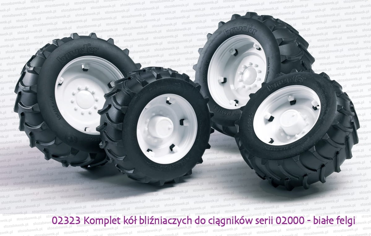 02323 BRUDER Komplet kół do ciągników serii 02000 - białe