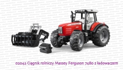 Bruder 02042 Ciągnik rolniczy Massey Ferguson 7480 ze zdjętym ładowaczem czołowym i przednim obciążnikiem