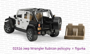 02526 BRUDER Jeep Wrangler Rubicon policyjny ze zdjętym dachem i z wyjętą kanapą + figurka policjanta