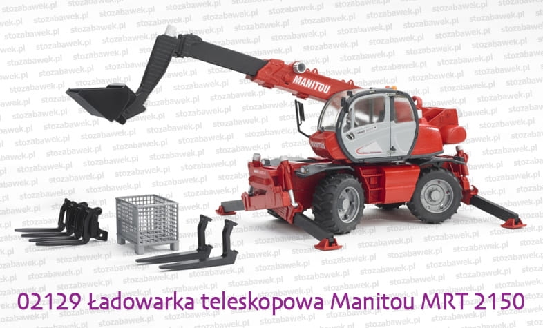 Bruder 02129 - Ładowarka teleskopowa Manitou MRT 2150 oraz akcesoria