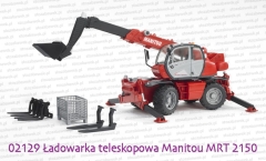 Bruder 02129 - Ładowarka teleskopowa Manitou MRT 2150 oraz akcesoria