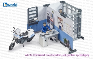 62732 BRUDER Komisariat z motocyklem Ducati, figurką policjanta i przestępcy