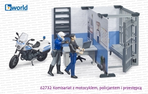 62732 BRUDER Komisariat z motocyklem Ducati, figurką policjanta i przestępcy
