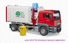 03761 BRUDER MAN TGS śmieciarka z bocznym załadunkiem