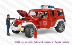 02528 BRUDER Jeep Wrangler Rubicon straż pożarna z otwartą maską od silnika + figurka strażaka