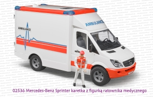 02536 BRUDER Mercedes Benz Sprinter karetka + figurka ratownika