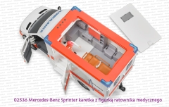 02536 BRUDER Mercedes Benz Sprinter karetka + figurka ratownika - otwarte boczne drzwi i zdjęty dach