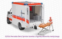 02536 BRUDER Mercedes Benz Sprinter karetka + figurka ratownika i rozkładane nosze