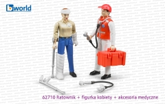 62710 BRUDER Zestaw dwóch figurek (ratownik medyczny + kobieta) z akcesoriami medycznymi