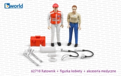 62710 BRUDER Zestaw dwóch figurek (ratownik medyczny + kobieta) z akcesoriami medycznymi