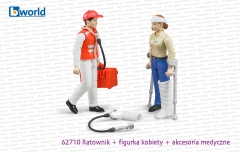 62710 BRUDER Zestaw dwóch figurek (ratownik medyczny + kobieta) z akcesoriami medycznymi