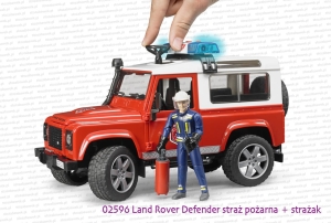 Bruder 02596 Land Rover Defender straż pożarna + figurka strażaka - przykład sterowania kołami poprzez dodatkową kierownicę