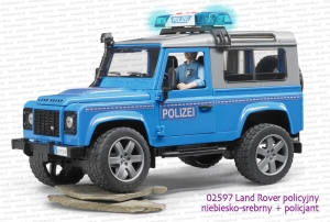 02597 Land Rover Defender policyjny niebiesko-srebrny + figurka policjanta