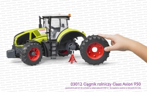 Bruder 03012 Ciągnik rolniczy Claas Axion 950 - koło zdemontowane, podnośnik nie wchodzi w skład zestawu