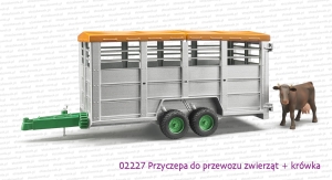 02227 Przyczepa do przewozu zwierząt + figurka krowy