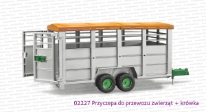 02227 Przyczepa do przewozu zwierząt + figurka krowy (krówka się schowała)