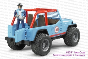 02541 Jeep Cross country niebieski z otwartymi tylnymi drzwiami + figurka kierowcy