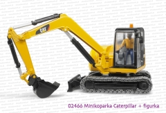 Bruder 02466 Minikoparka Caterpillar z figurką robotnika w kabinie