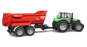 Bruder 02225 Przyczepa wywrotka rolnicza Krampe oraz ciągnik 03080 Deutz Agrotron X720 - przybliżenie skali