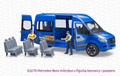 02670 BRUDER Mercedes-Benz Sprinter mikrobus z dwiema figurkami z wyjętymi siedzeniami