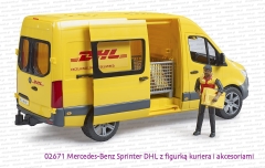 02671 BRUDER Mercedes-Benz Sprinter DHL z figurką kuriera i akcesoriami