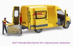 02671 BRUDER Mercedes-Benz Sprinter DHL z figurką kuriera i akcesoriami