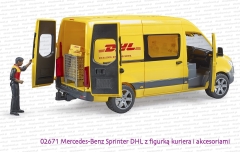 02671 BRUDER Mercedes-Benz Sprinter DHL z figurką kuriera i akcesoriami