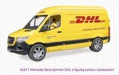 02671 BRUDER Mercedes-Benz Sprinter DHL z figurką kuriera i akcesoriami