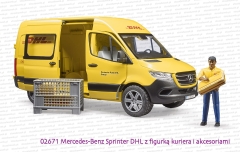 02671 BRUDER Mercedes-Benz Sprinter DHL z figurką kuriera i akcesoriami