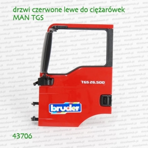 43706 BRUDER Drzwi czerwone lewe do ciężarówek MAN TGS 03761, 03767 i 03775