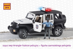 Bruder 02527 Jeep Wrangler Rubicon policyjny + figurka czarnoskórego policjanta