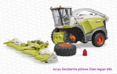 02134 BRUDER Sieczkarnia polowa Claas Jaguar 980 z odłączonym zespołem tnącym i odkręconym kołem.