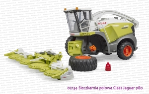 02134 BRUDER Sieczkarnia polowa Claas Jaguar 980 z odłączonym zespołem tnącym i odkręconym kołem.