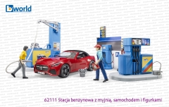 62111 BRUDER Stacja benzynowa z myjnią, samochodem i dwiema figurkami