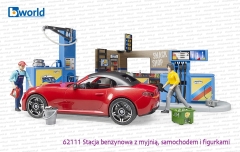 62111 BRUDER Stacja benzynowa z myjnią, samochodem i dwiema figurkami