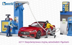 62111 BRUDER Stacja benzynowa z myjnią, samochodem i dwiema figurkami